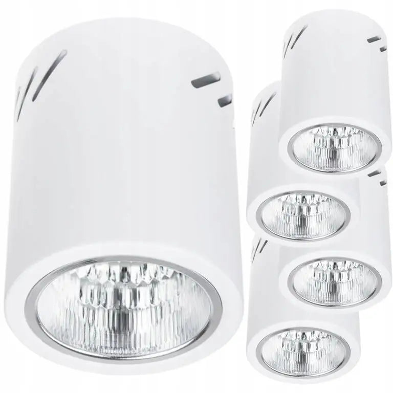 Sett med 4 Stk Påbyggning Taklampe Rund Spot Rør Svart E27 Stor