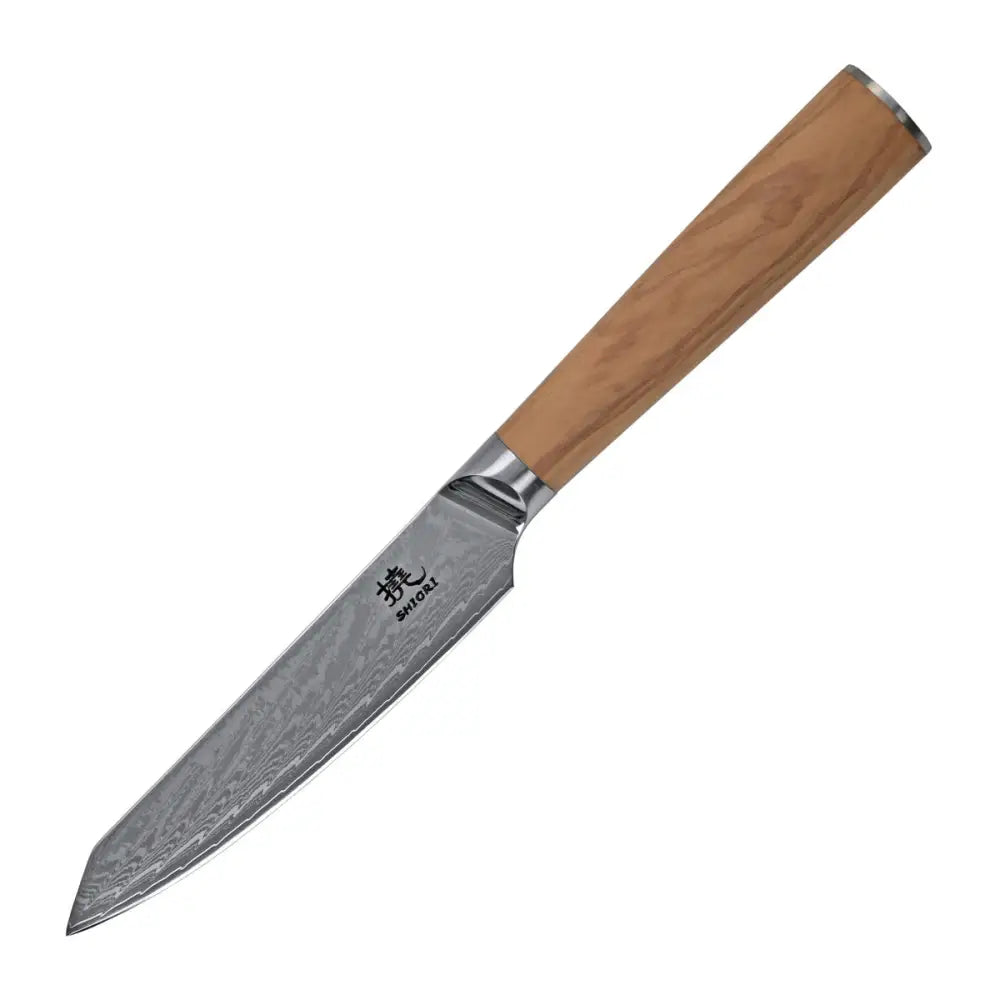 Skjæring av Små og Mellomstore Produkter Kniv Shiori Aus-10v Damascusstå l Oliventre