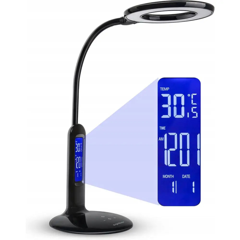 Skrivebordslampe med Termometer Klokke og Kalendervisning