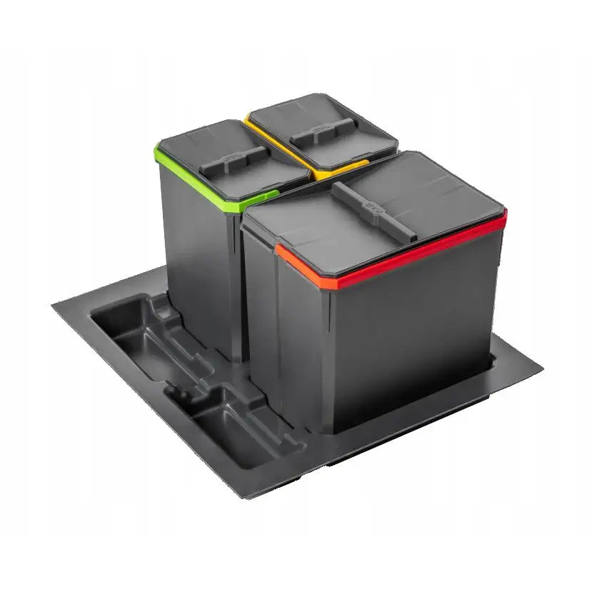 Søppelbøtte for Avfallssortering 60 Cm 3 Bøtter 1x 15l 2x 7l