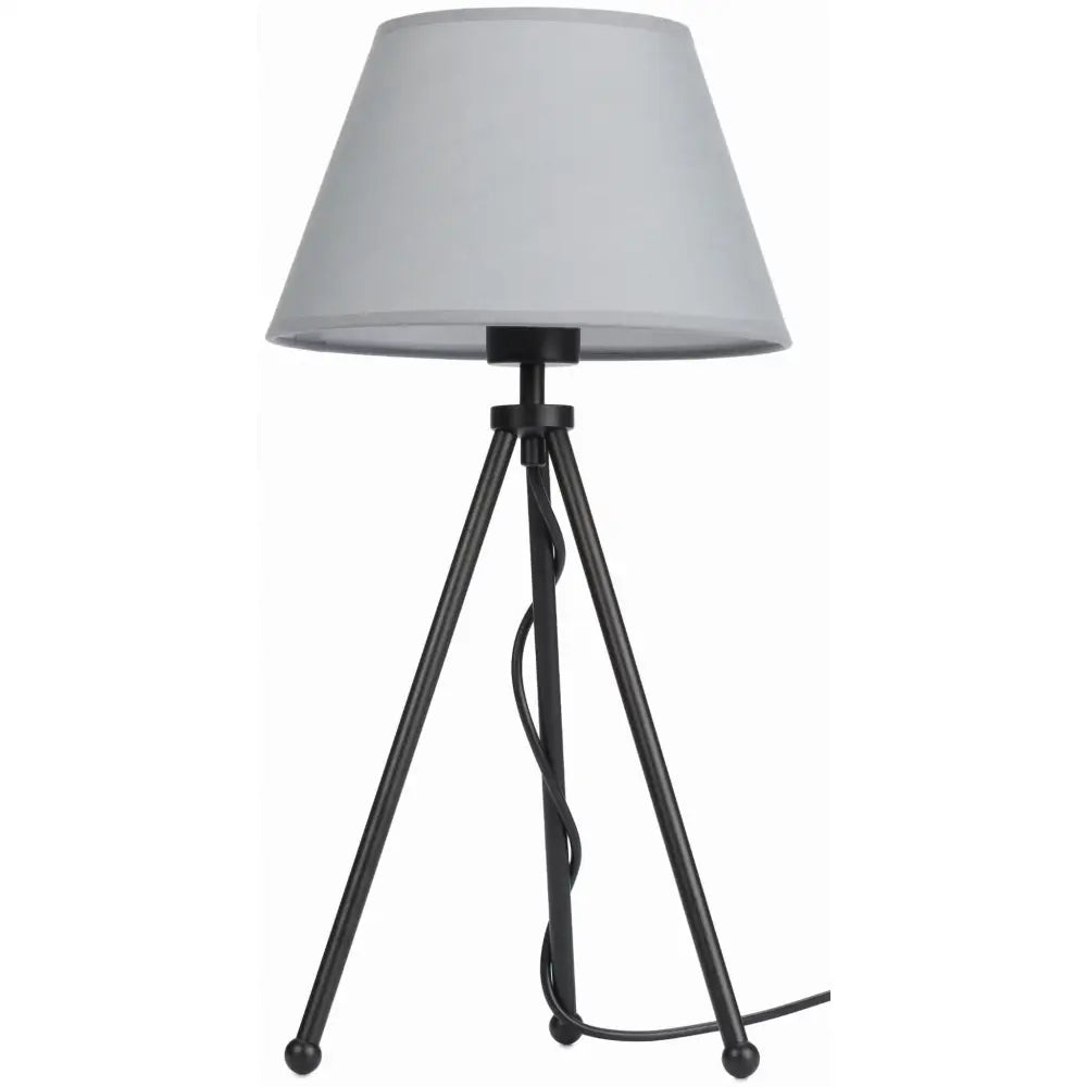 Stående Svart Neptun Mini Lampe med Grå Karo Lampeskjerm