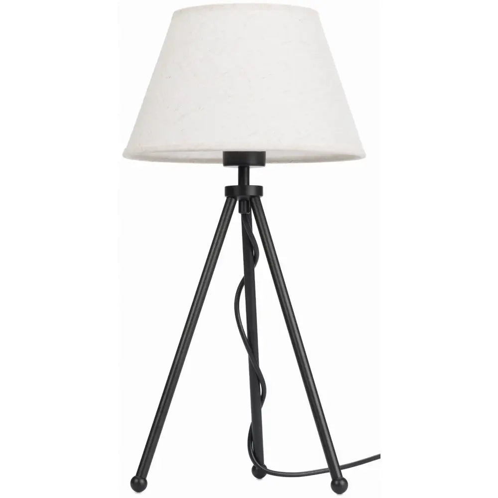 Stående Svart Neptun Mini Lampe med Linfarget Karo Lampeskjerm