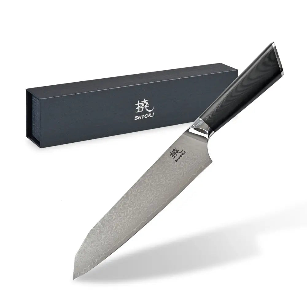 Stor Perfekt Balansert Shiori 撓 Hiashi Santoku Damaskstål