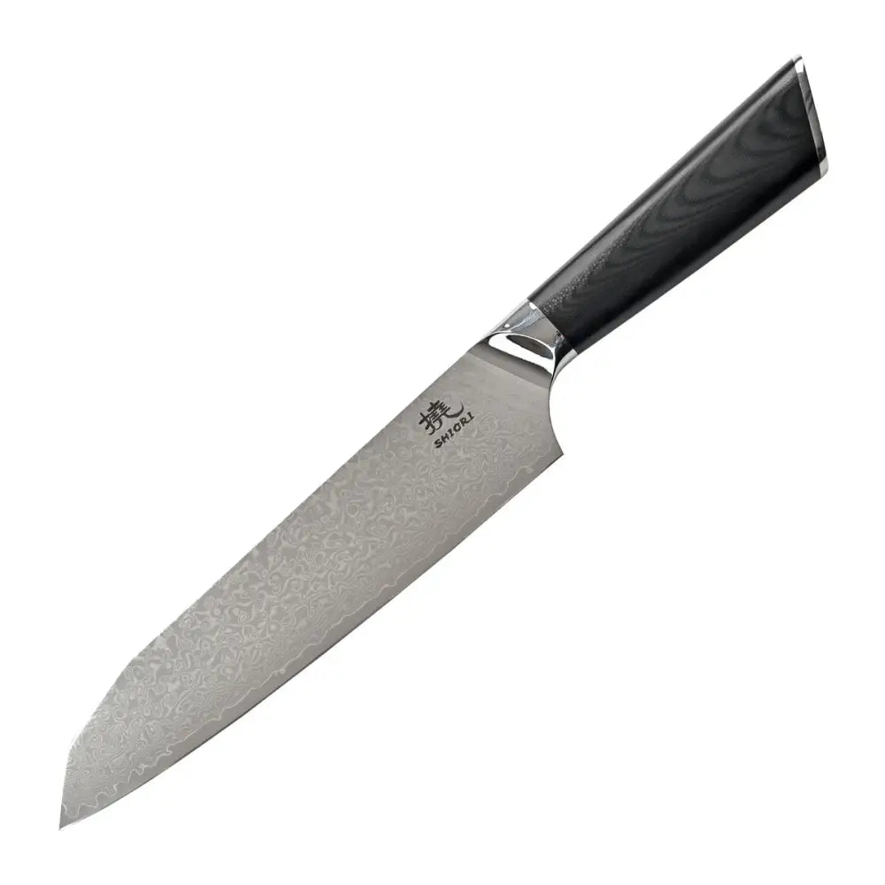 Stor Perfekt Balansert Shiori 撓 Hiashi Santoku Damaskstål