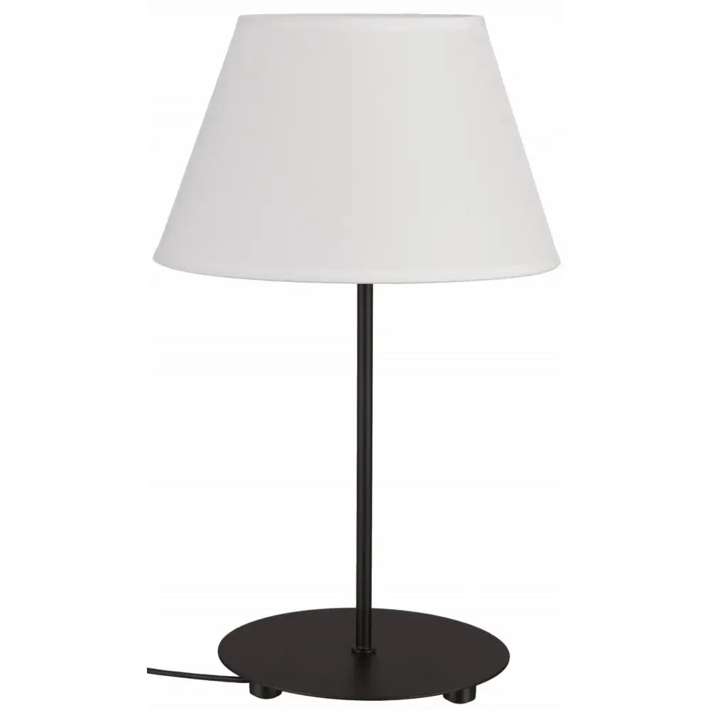 Svart Bordlampe med Hvit Kjegleformet Karo Skjerm E27