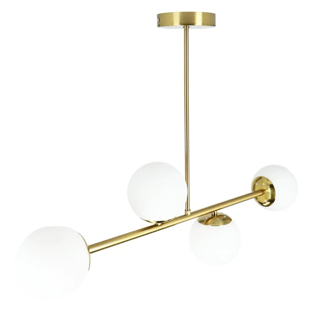 Taklampe Hengende Led 4xe27 Gull Glasskuler Lysekrone Loft Stue