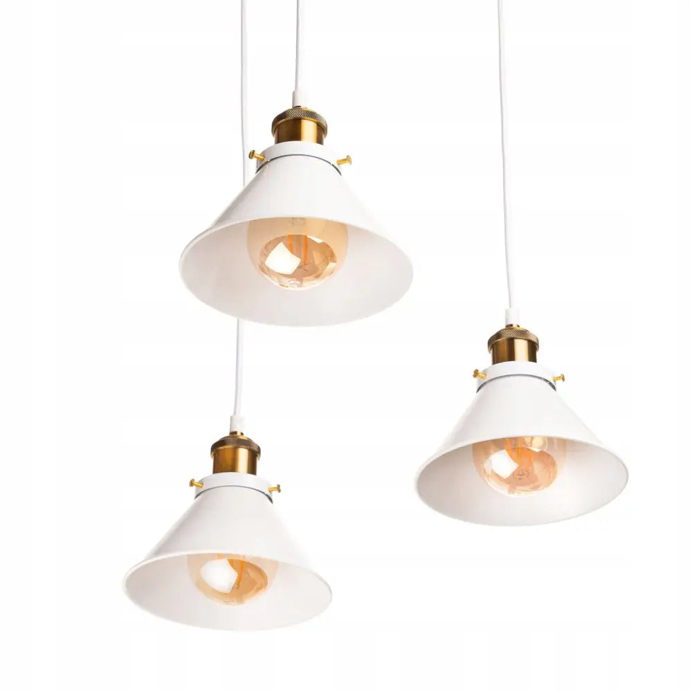 Taklampe Hvit Metal Taklampe 3 Kjegleformede Skjermer