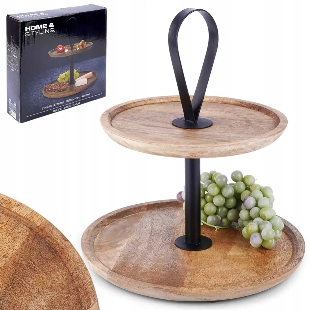 Tofaset Trebrett Serveringsfat for Frukt Kaker Dessert Snacks