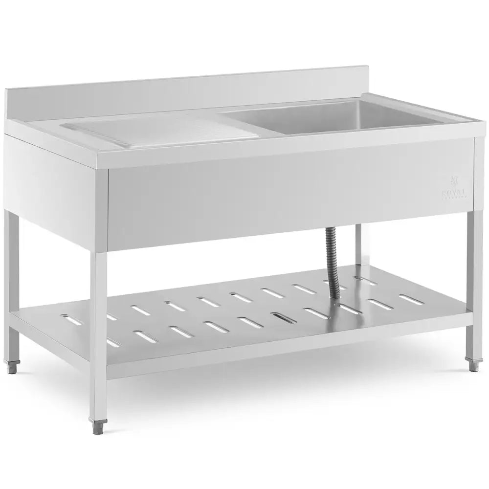 Vaskebasseng i Rustfritt Stål med Hylle Høyre Side 140 x 70 x 94,5 Cm