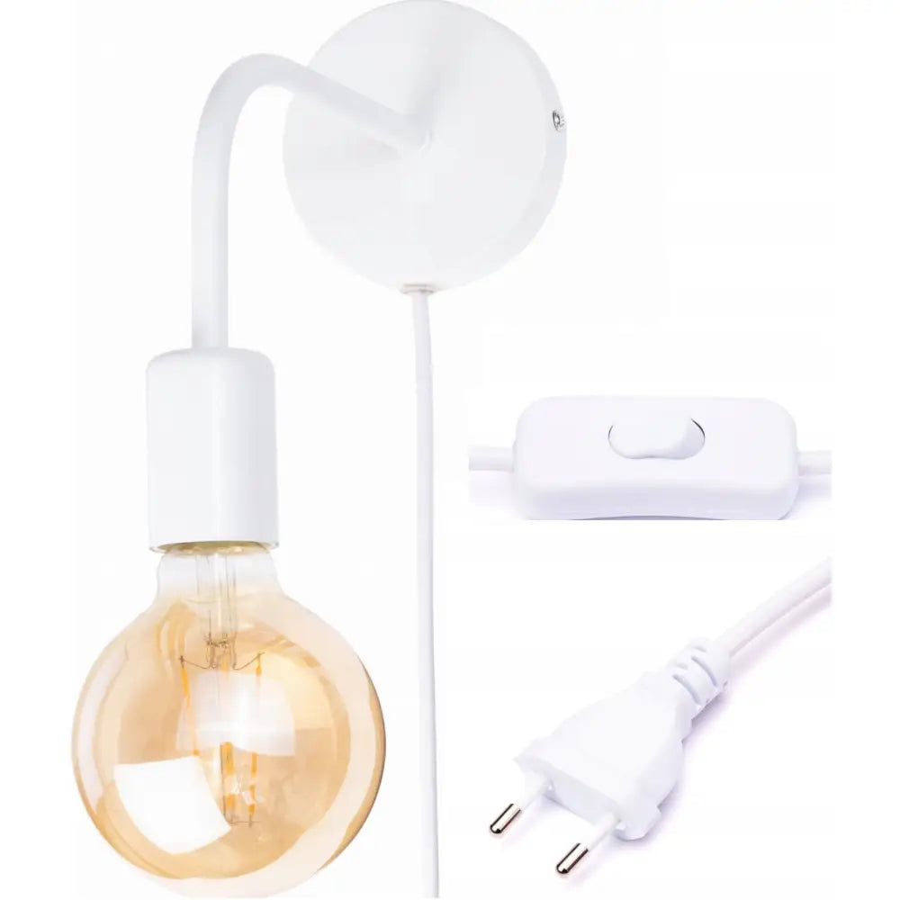 Vegglampe i Hvit Loft-stil med Bryter på Ledningen Wst052