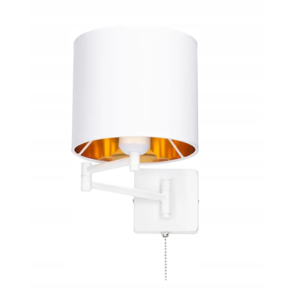 Veggmontert Justerbar Lampe med Hvit Skjerm og Kjedetrekk