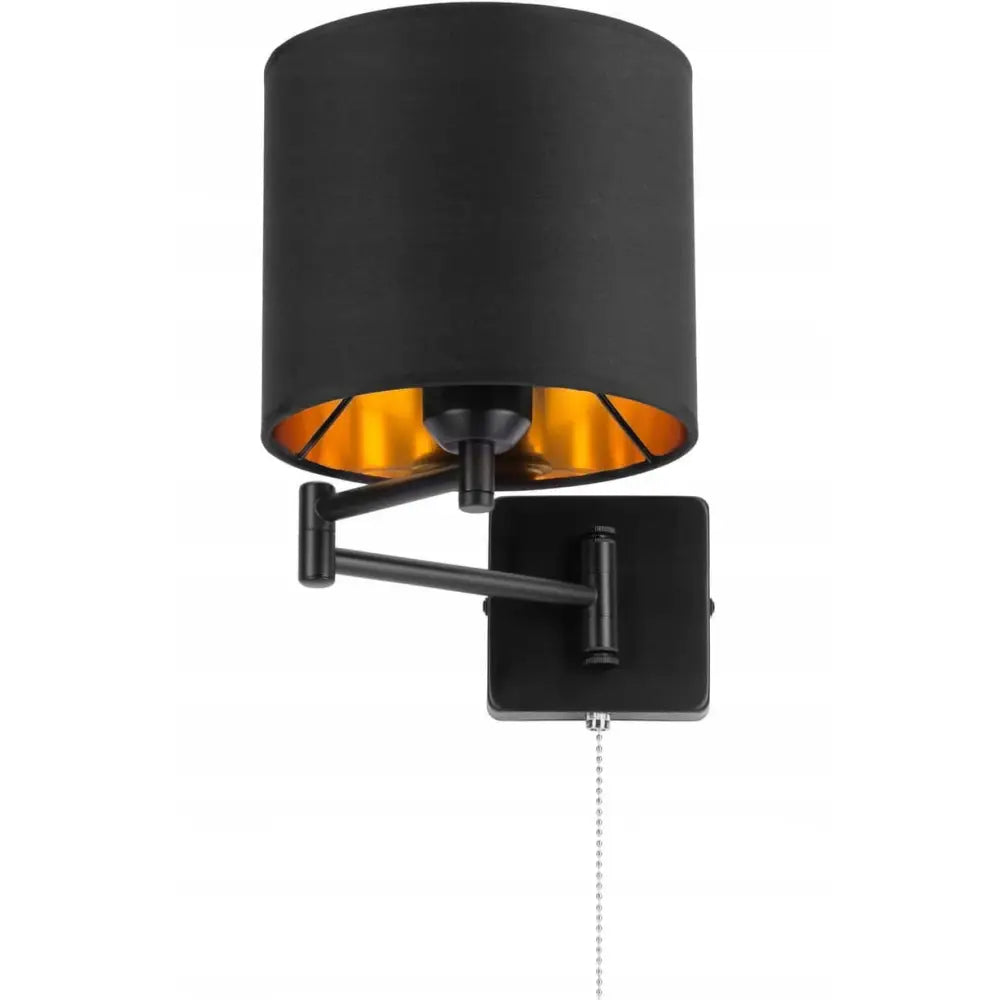 Veggmontert Lampe Justerbart Skjerm Svart Hotellstil med Bryter