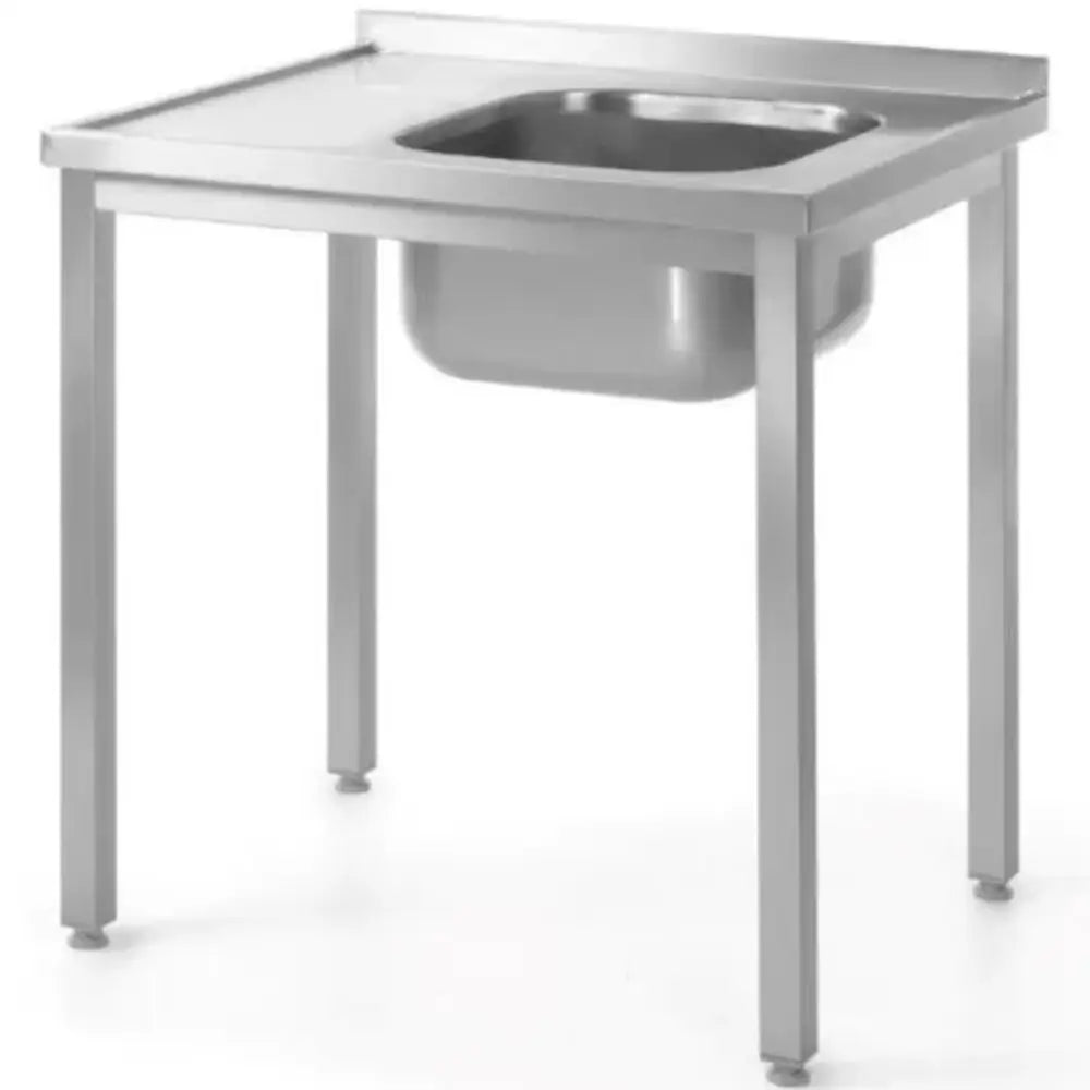 Veggmontert Rustfritt Stålbord med Høyre Vask 100x70x85 Cm - Hendi 812884