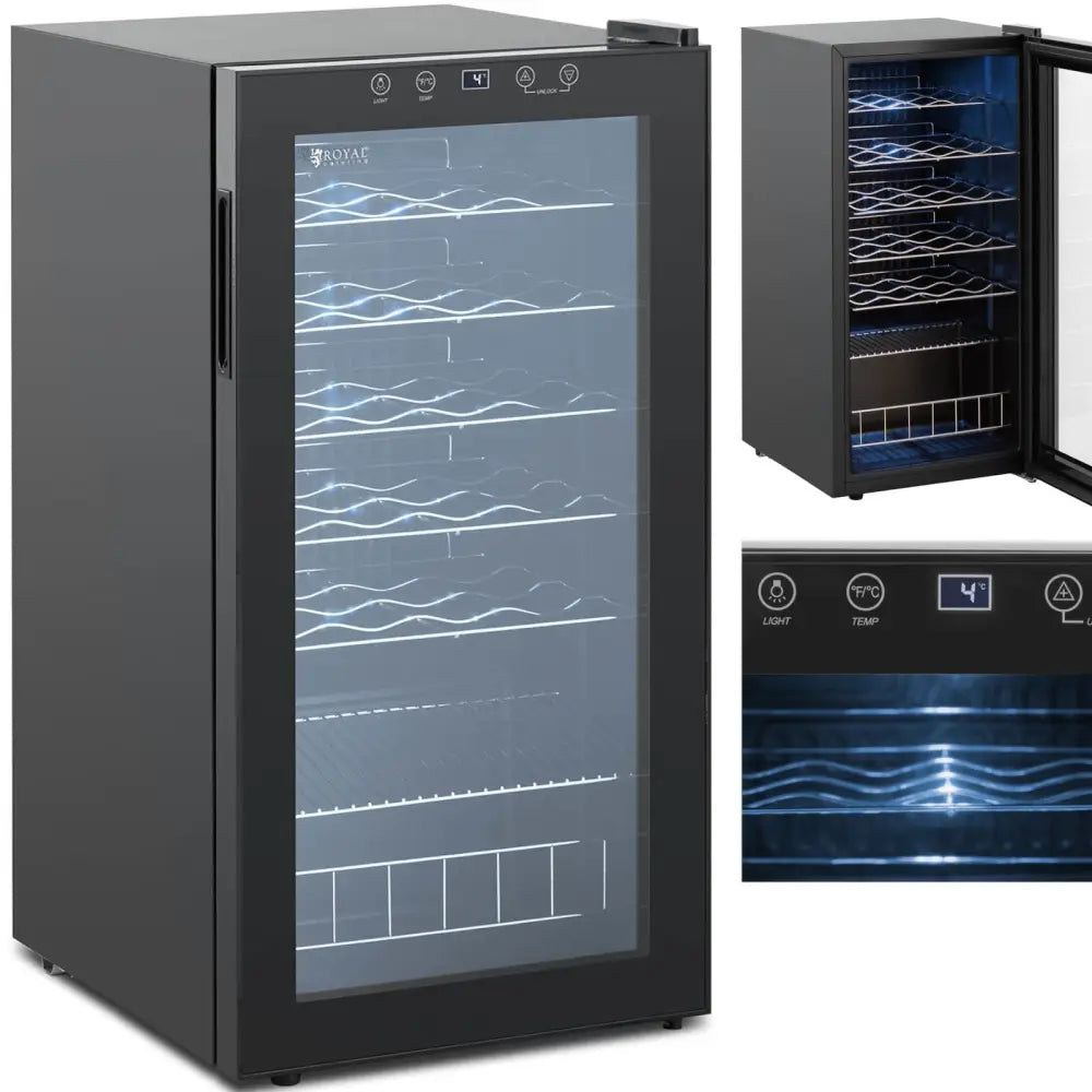 Vin-kjøler med Led 88 l Svart 28 Flasker Produsentkode: 1014886