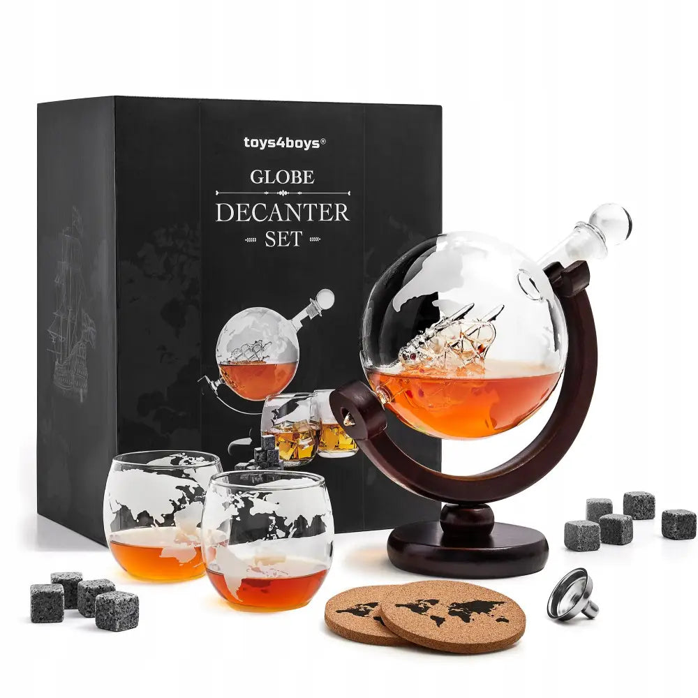 Whiskykaraffel Globus og Whiskyglass Gave til Far og Kjæreste