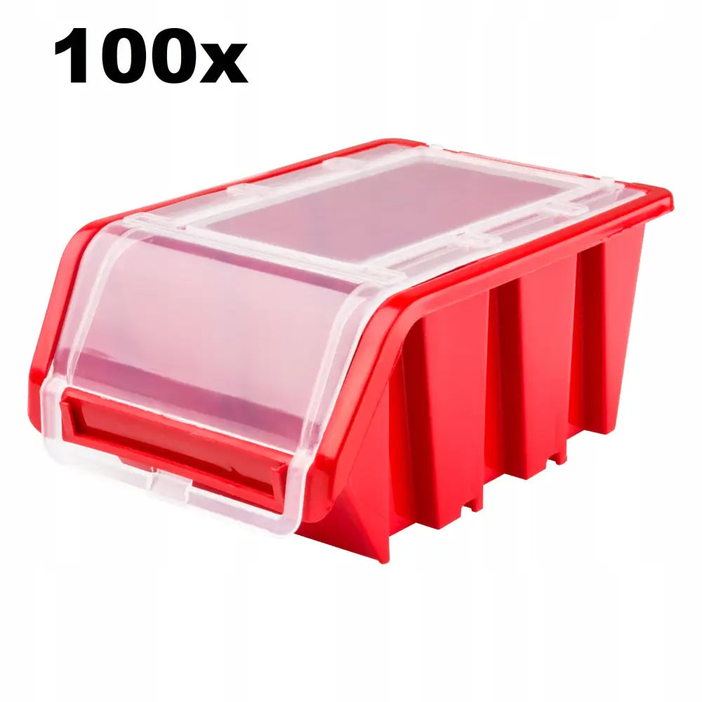 100 x Beholder med Lokk Brett 120x195x90 Rød