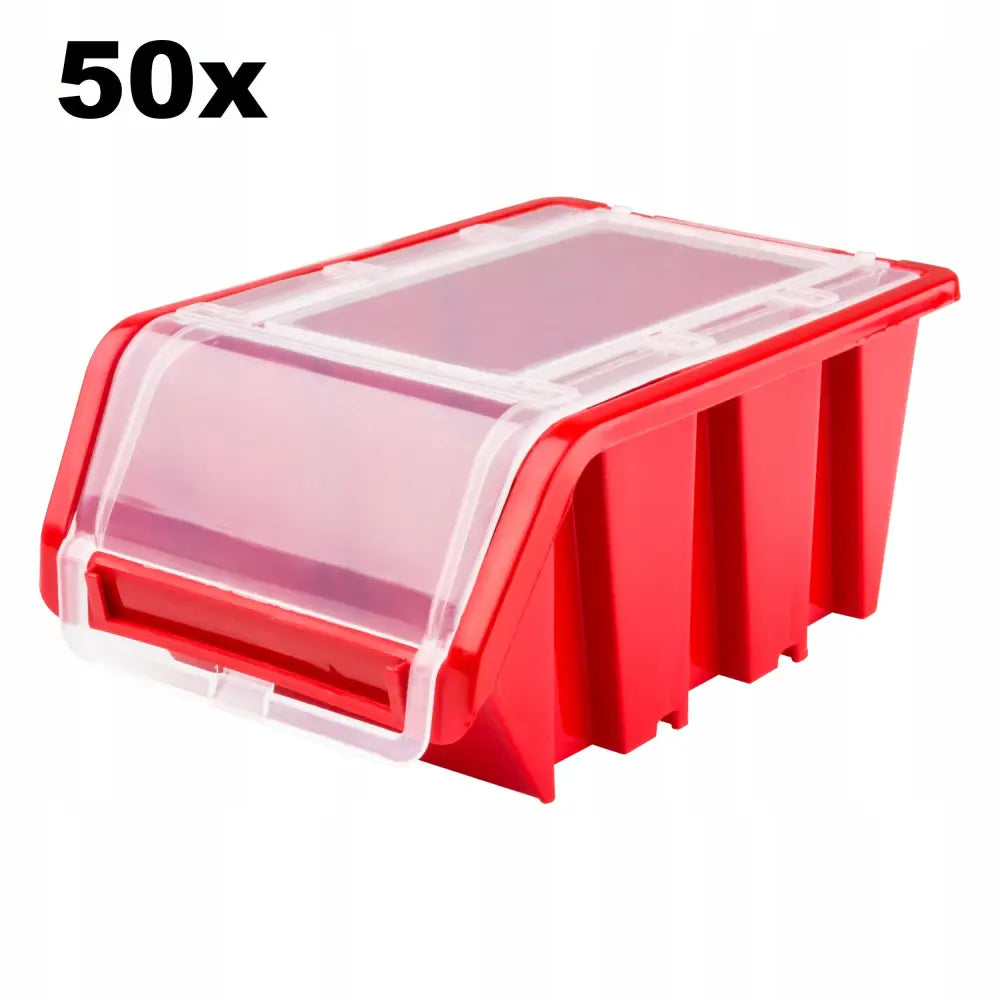 50 x Beholder med Lokk Bakk 160x230x120 Rød