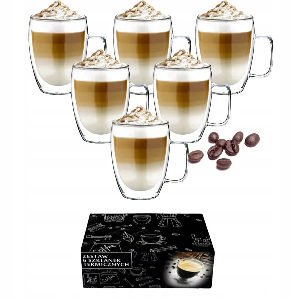 6x Termiske Glass til Kaffe Latte og Drikker 350ml