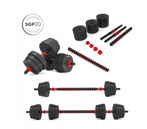 Vektsett med Stang og Hantler HMS 20 kg