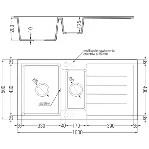 Andres Kjøkkenvask 1 1/2 Kum 1000x500 Mm Beige 6515101510-69-b