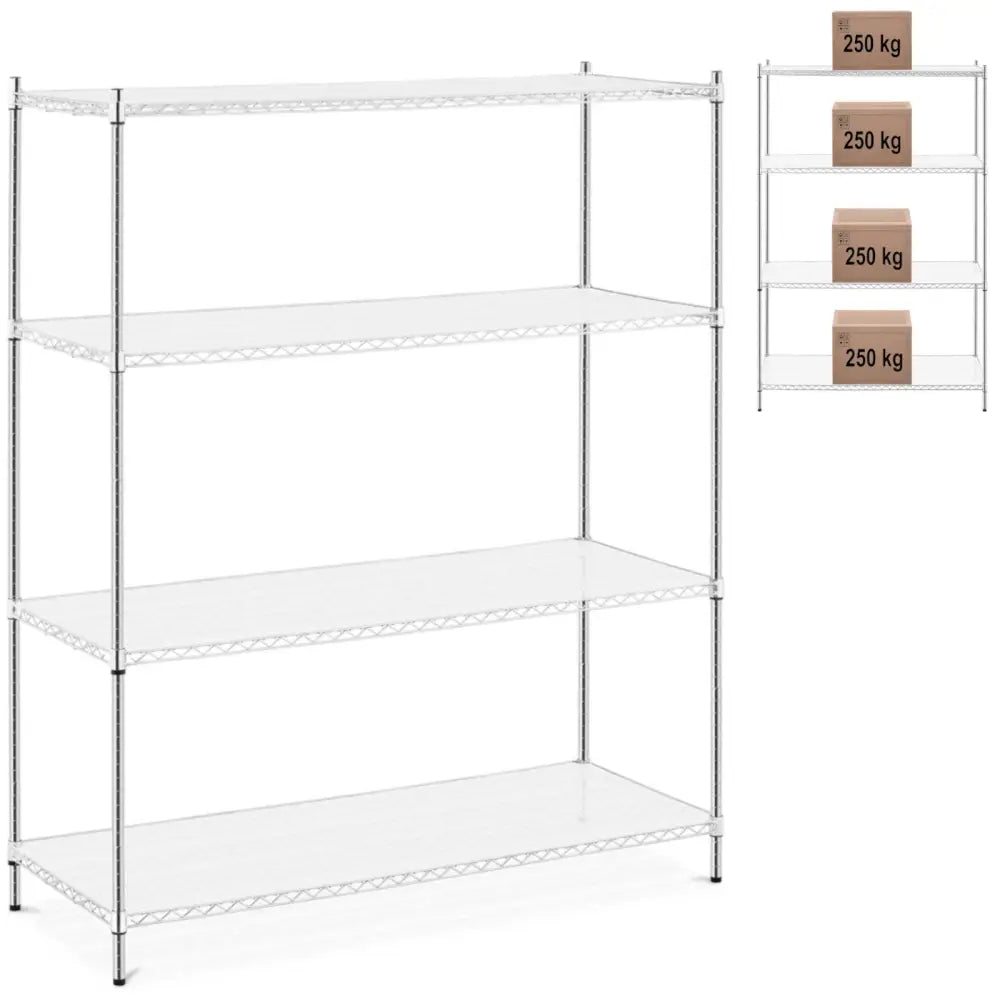 Åpen Metallhylle med 4 Hyller + 4 Matter til 1000 Kg 150x60x180 Cm