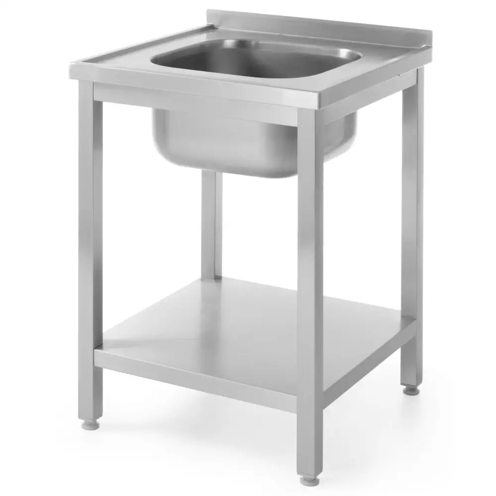 Arbeidsbenk i Stål med én Vask 600x600mm og Hylle - Hendi 811856