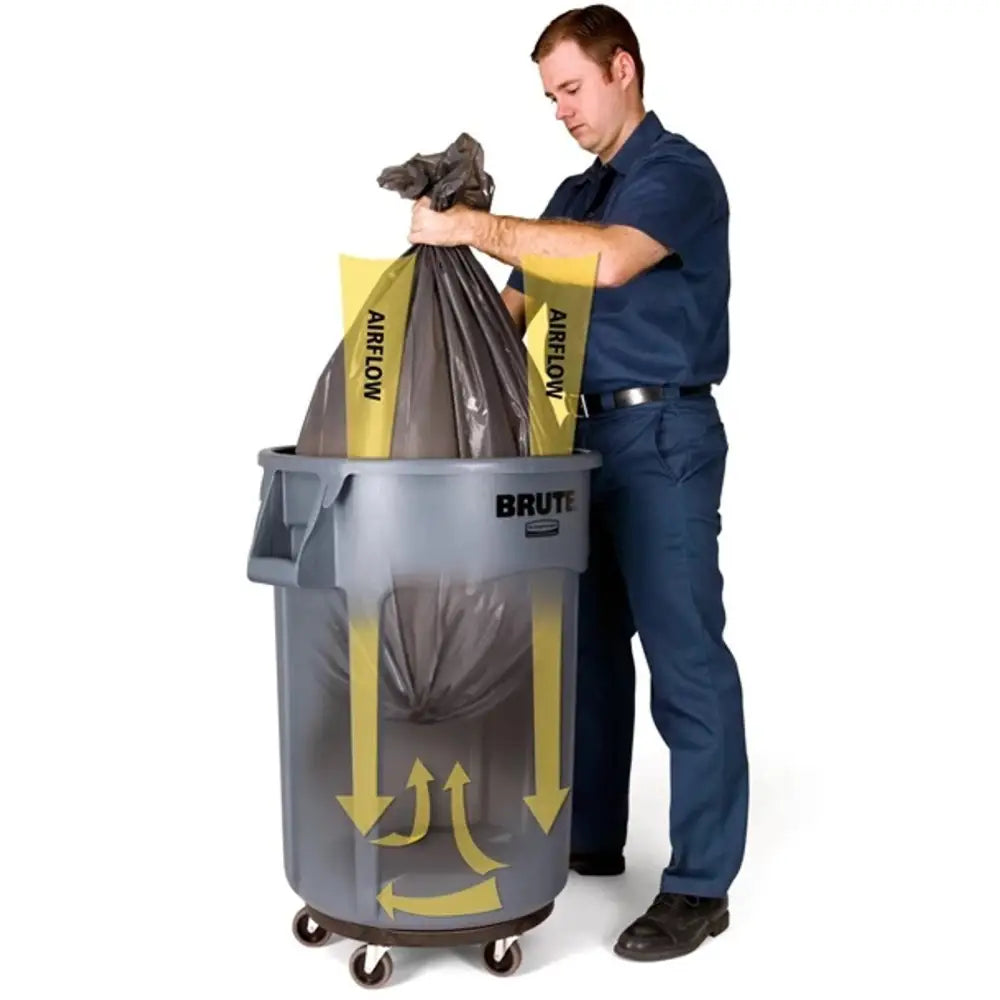 Avfall og Mat Industriell Avfallskurv Brute Round 121l - Gul