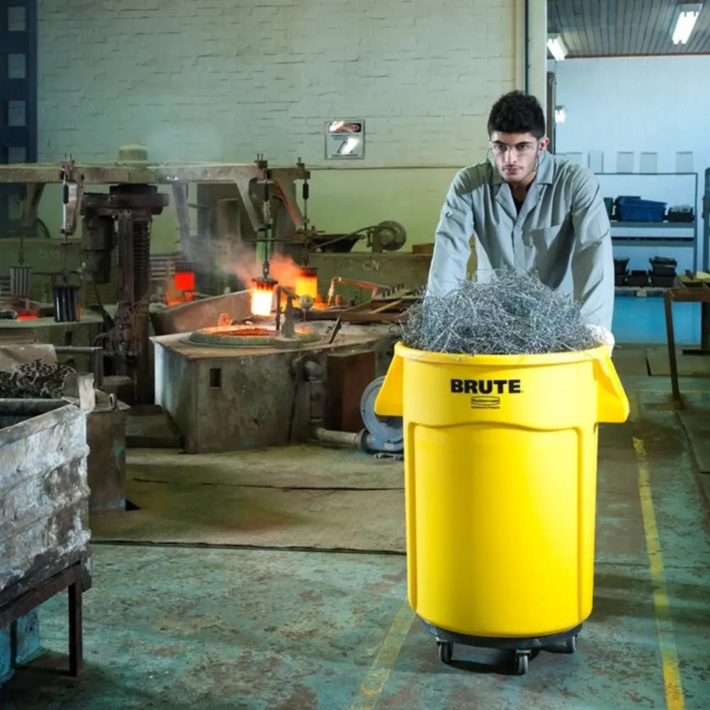 Avfall og Mat Industriell Avfallskurv Brute Round 121l - Gul