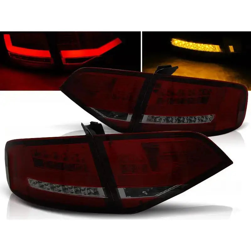 Baklykter Audi A4 B8 08-11 Sedan Red Smoke Led Bar