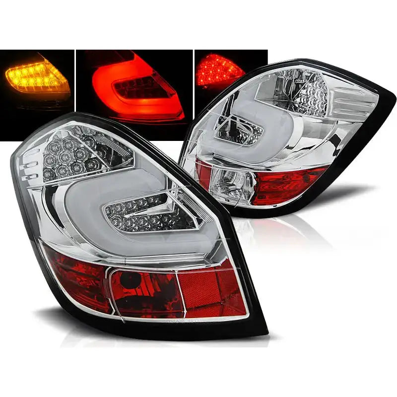 Baklykter Skoda Fabia Ii 07-06.14 Chrome Led Bar