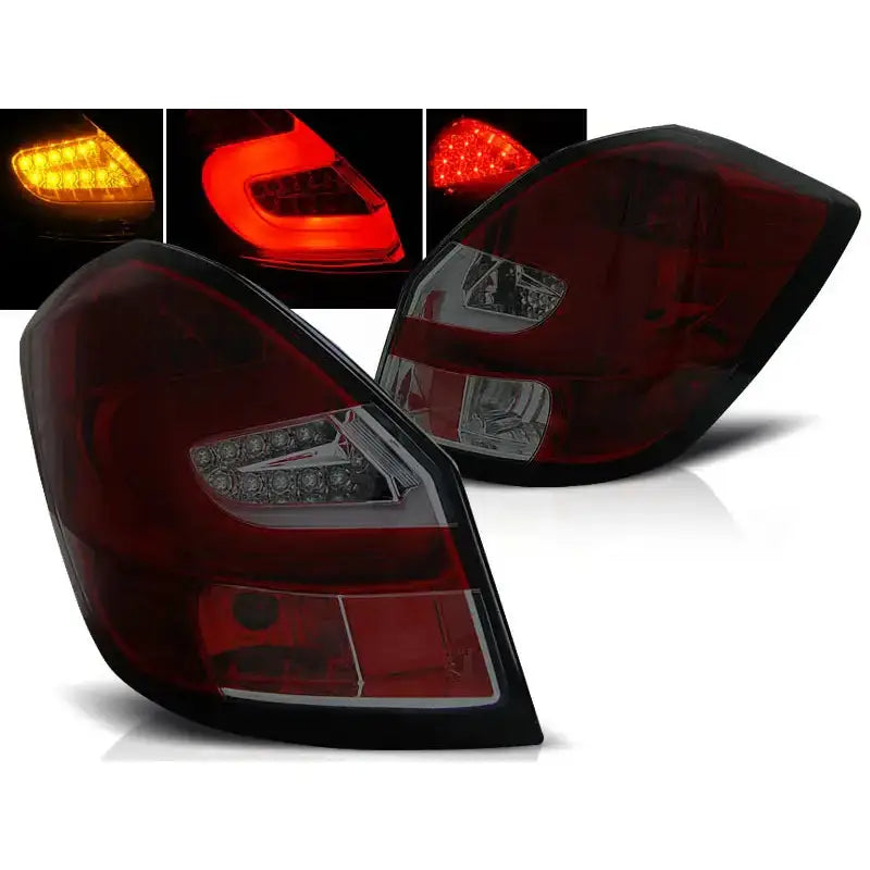 Baklykter Skoda Fabia Ii 07- 06.14 Red Smoke Led Bar