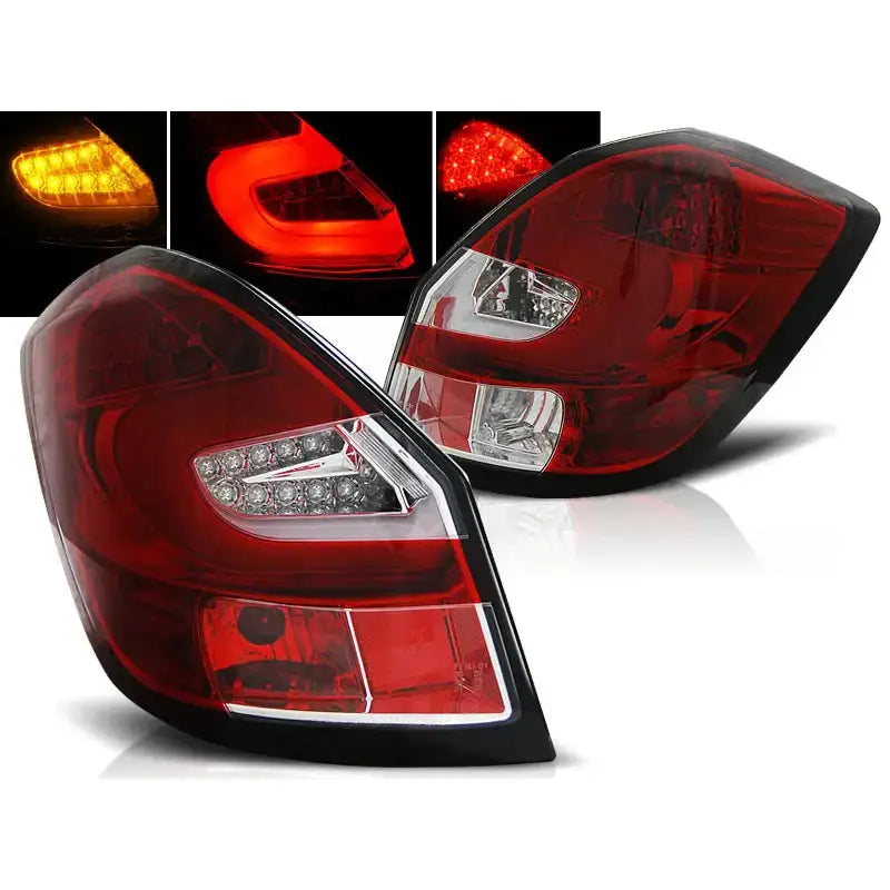 Baklykter Skoda Fabia Ii 07-06.14 Red White Led Bar