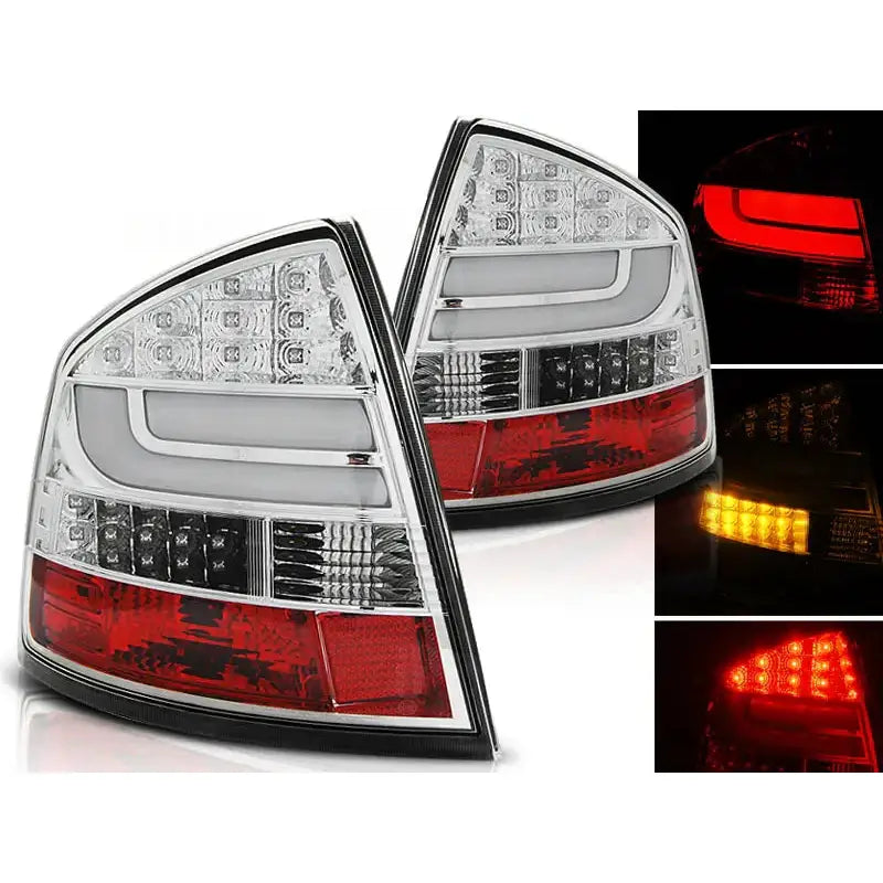 Baklykter Skoda Octavia Ii Sedan 04-12 Chrome Led Bar