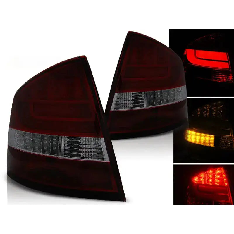 Baklykter Skoda Octavia Ii Sedan 04-12 Red Smoke Led Bar