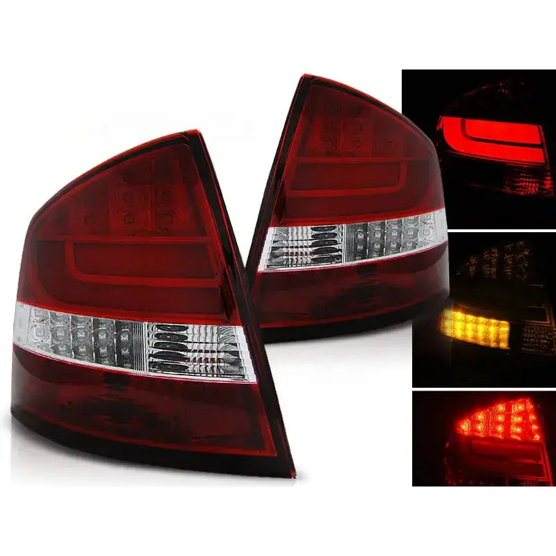 Baklykter Skoda Octavia Ii Sedan 04-12 Red White Led Bar