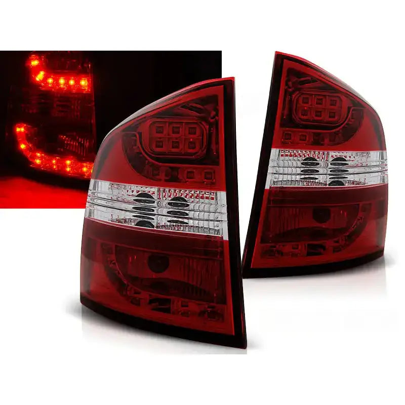 Baklykter Skoda Octavia Ii St.vogn 04-12 Red White Led