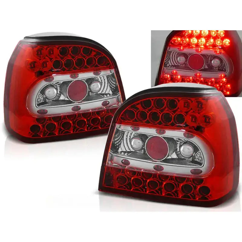 Baklykter Vw Golf 3 09.91-08.97 Red White Led/clear
