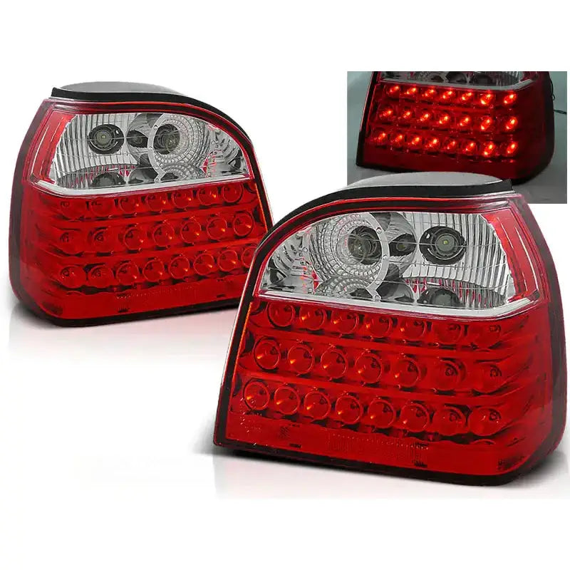 Baklykter Vw Golf 3 09.91-08.97 Red White Led Hatchback Cabrio
