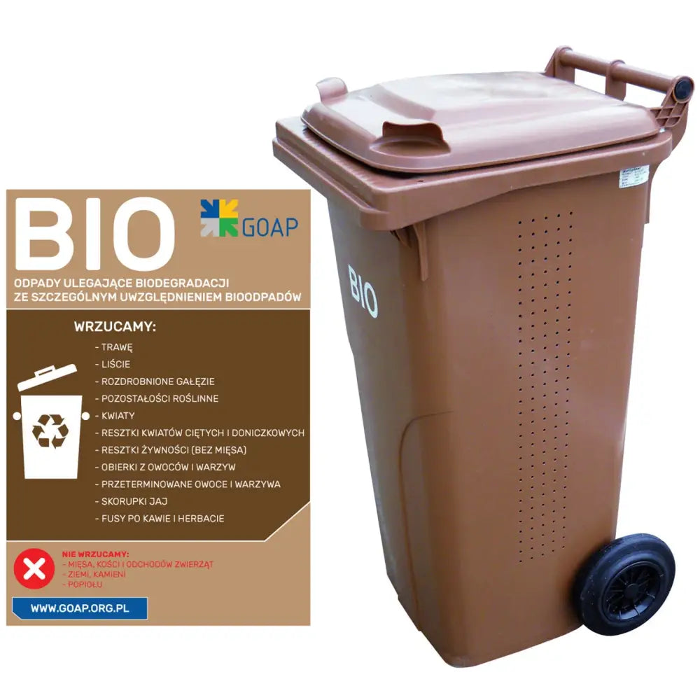 Beholder Avfall Bøtte for Bioavfall med Dobbel Bunn Brun 240l Bio + Rist
