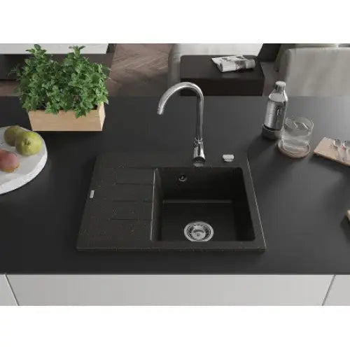 Ben Kjøkkenvask 1 Kum Høyre 600x500 Mm Svart/gull - 6523605000-75