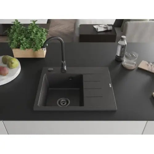 Ben Kjøkkenvask 1 Kum Venstre 600x500 Mm Svart/grå 6522605000-76-b