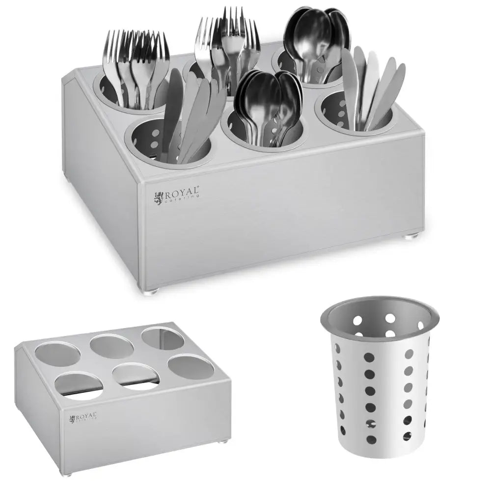 Bestikkoppbevaringsboks med 6 Innsatser for Gafler Skjeer og Kniver Rustfritt Stål fra Royal Catering.