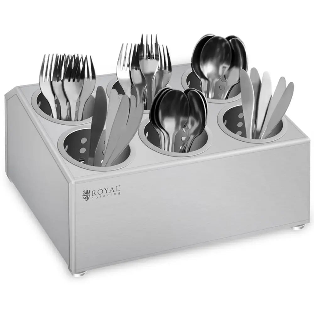 Bestikkoppbevaringsboks med 6 Innsatser for Gafler Skjeer og Kniver Rustfritt Stål fra Royal Catering.