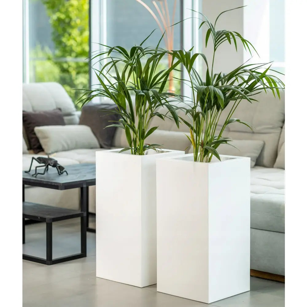 Blomsterpotte Tower Pot Hvit (med Indre Hylle + Vann Drenering)