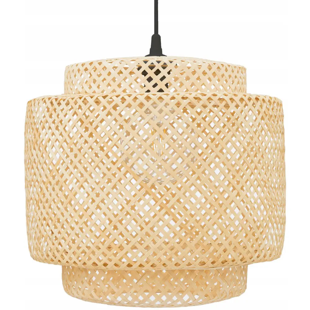Boho Hengelampe i Bambus Svart 38cm Th06