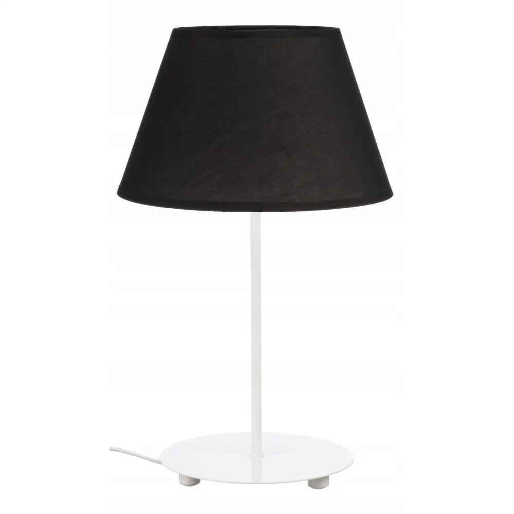 Bordlampe Hvit Skjerm Svart Ruter Kjegle E27