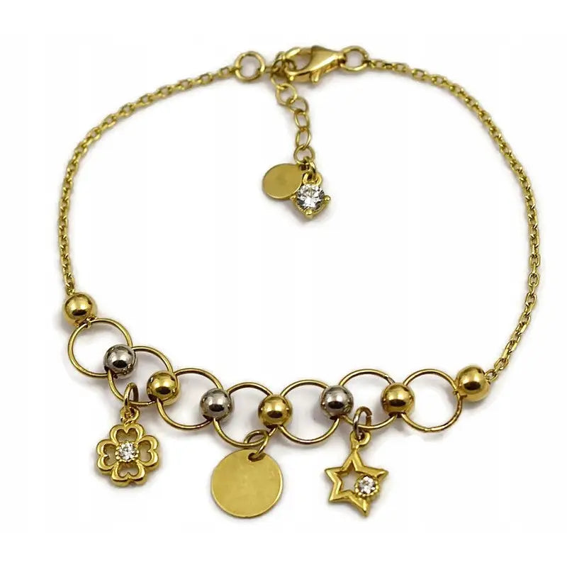 Armbånd Dame i 585 Gull med Charms Justerbart 17-19 Cm