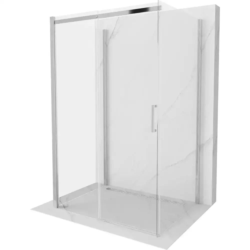 Dusjhjørne 3-vegg med Skyvedør 130x80 Cm Krom