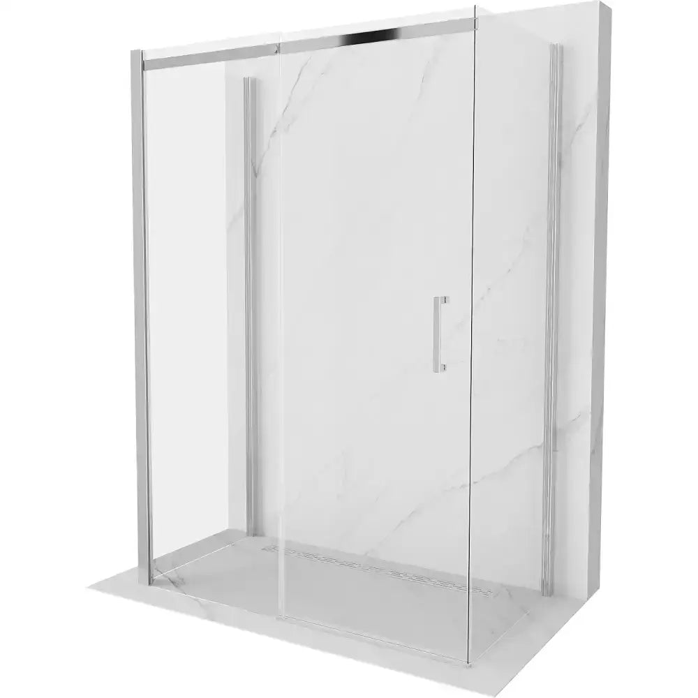 Dusjhjørne 3-vegget med Skyvedør 140x80 Cm Krom