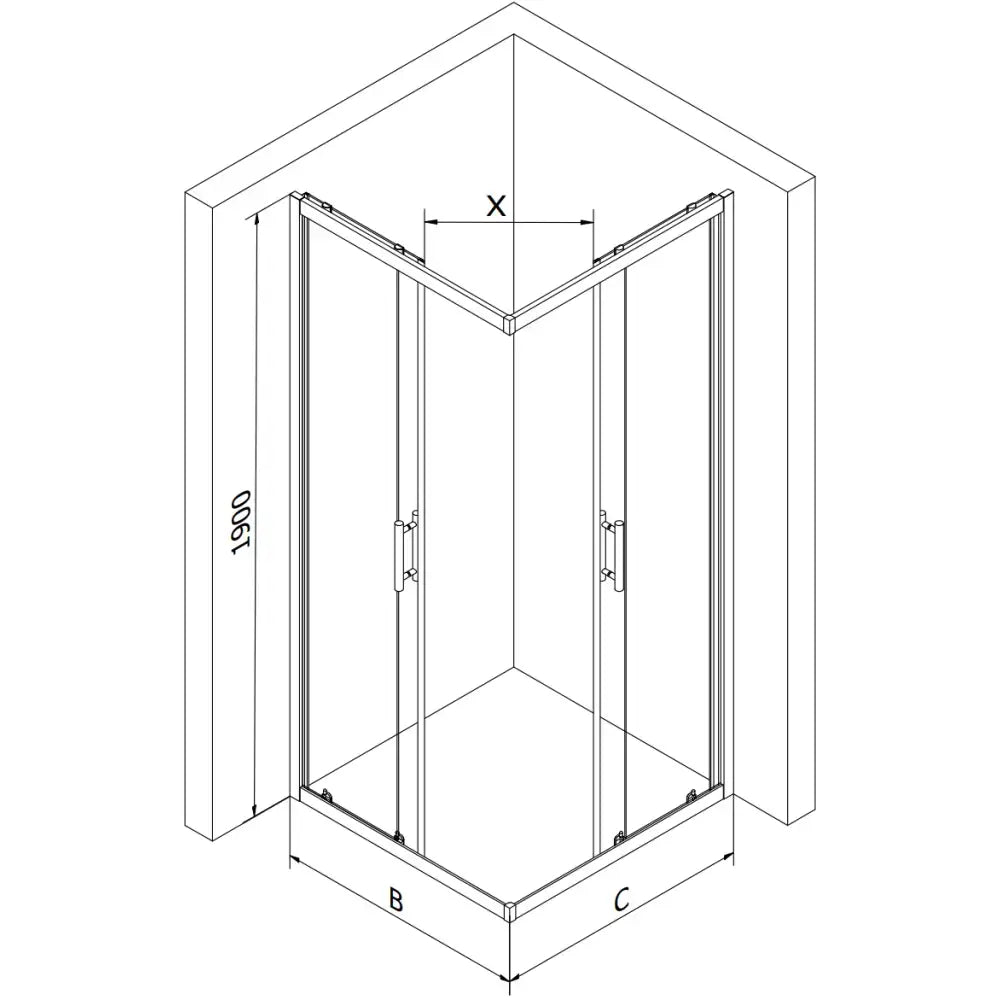 Dusjhjørne 70x70 Cm Krom Transparent